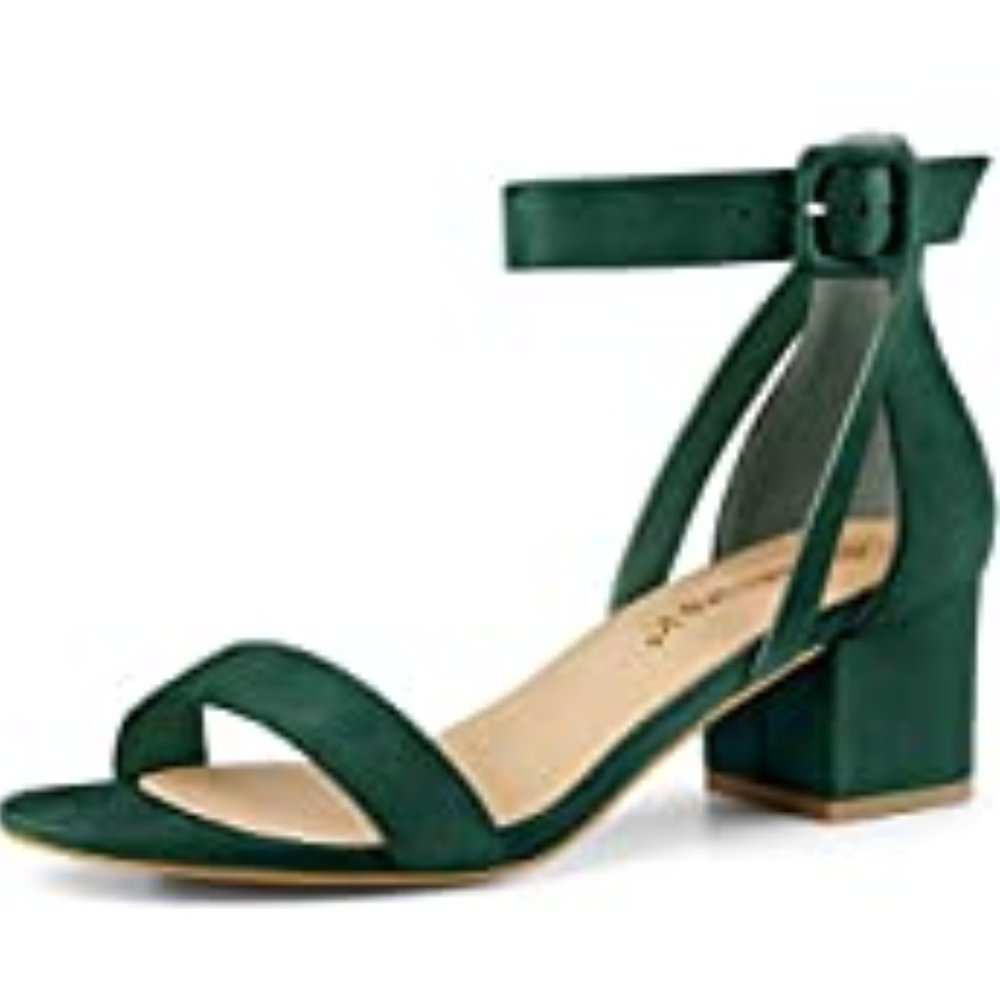Allegra K Women's Ankle Strap Block Low Heel Sanda